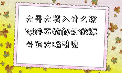 大哥大载入什么软硬件不妨解封微旗号的大略引见