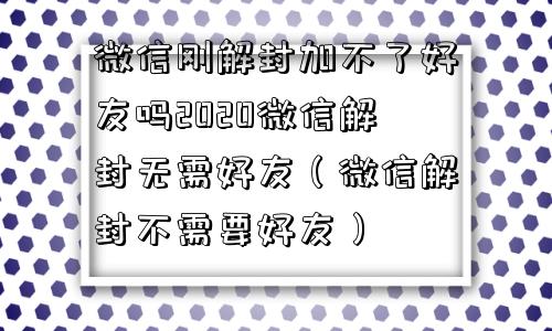 微信刚解封加不了好友吗2020微信解封无需好友（微信解封不需要好友）